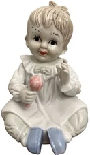 Vintage Artmark Ceramic Girl With Rattle Figurine 6 inch