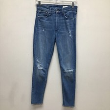 Rag Bone Womens Slim Skinny Jeans Blue Stretch Distressed Pockets Denim 25