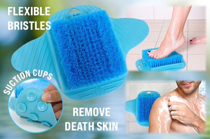 Brosse bain douche a ventouses massante et exfoliante pour le dos
