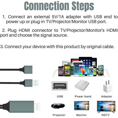 Cavo mirroring HDMI 1080P cellulare a TV HDTV adattatore per IPHONE IPAD Android ≌ - Foto 8 di 15