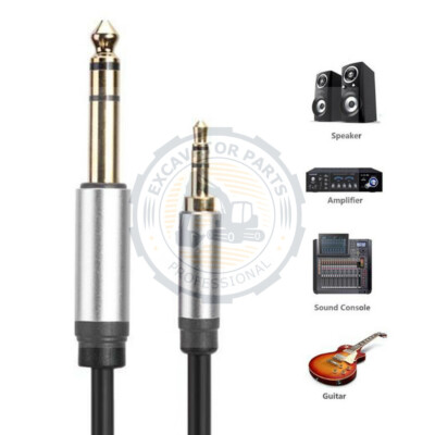 3.5mm 1/8'' Male to 6.35mm 1/4'' Male Adapter Aux Cable Fits Mixer Amplifier Plug