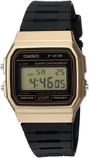 Casio Men's Quartz Plastic Resin Black Color Gold Dial Casual Watch F-91WM-9ACF
