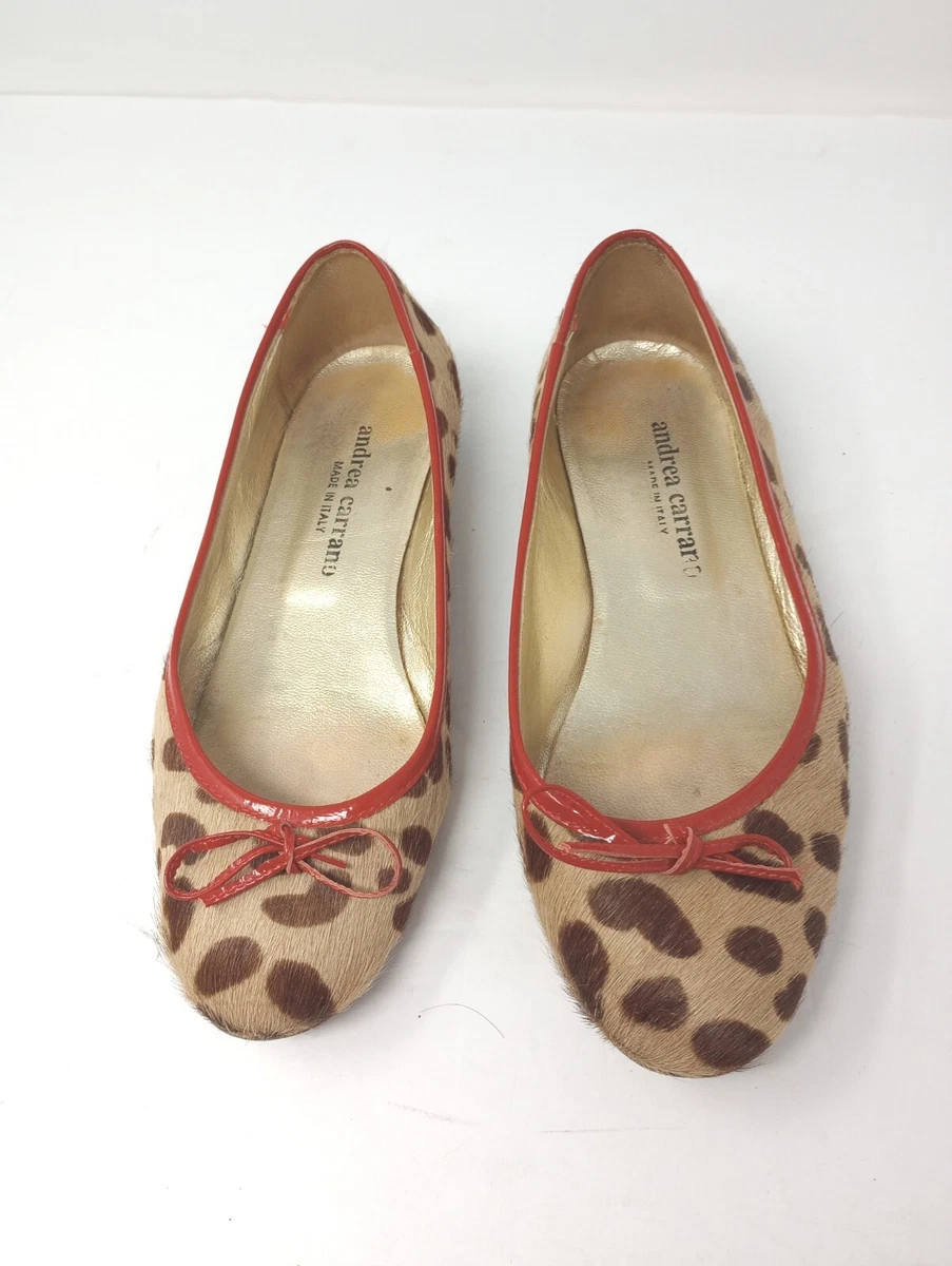 Andrea Carrano Size 5.5 Calf Hair Animal Print Flats