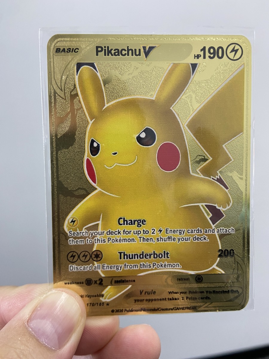 Pikachu Vカード HP190 Pikachu V HP190 Gold Metal Pokémon Card-Collectible Gift Display