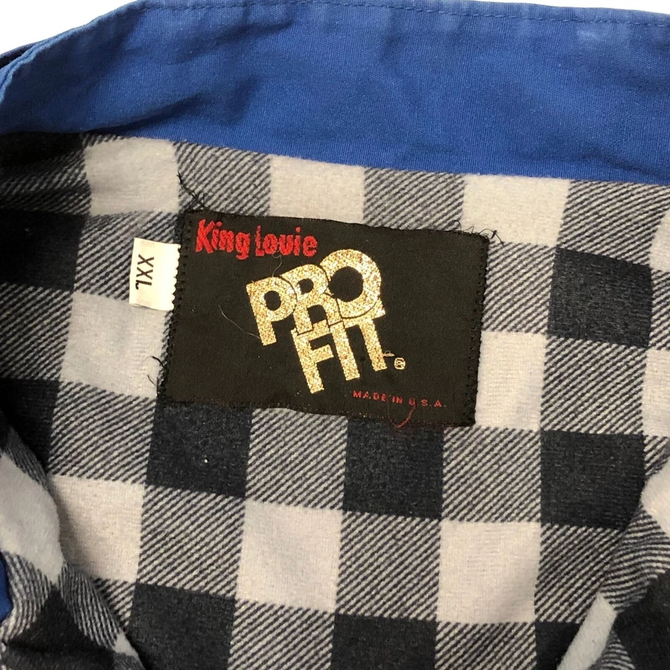 Casaco xadrez vintage King Louie azul Harrington forrado de flanela TITAN TEAM jaqueta NASA - Imagem 3 de 4