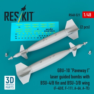 1:48 GBU-10 Paveway I laser guided bombs with BSU-4/B fin and BSU-3/B wing 2pcs