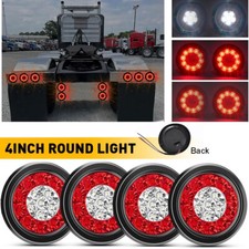 4x 4inch Round Red 16-led Truck Trailer Stop Turn Tail Brake Lights Waterproof