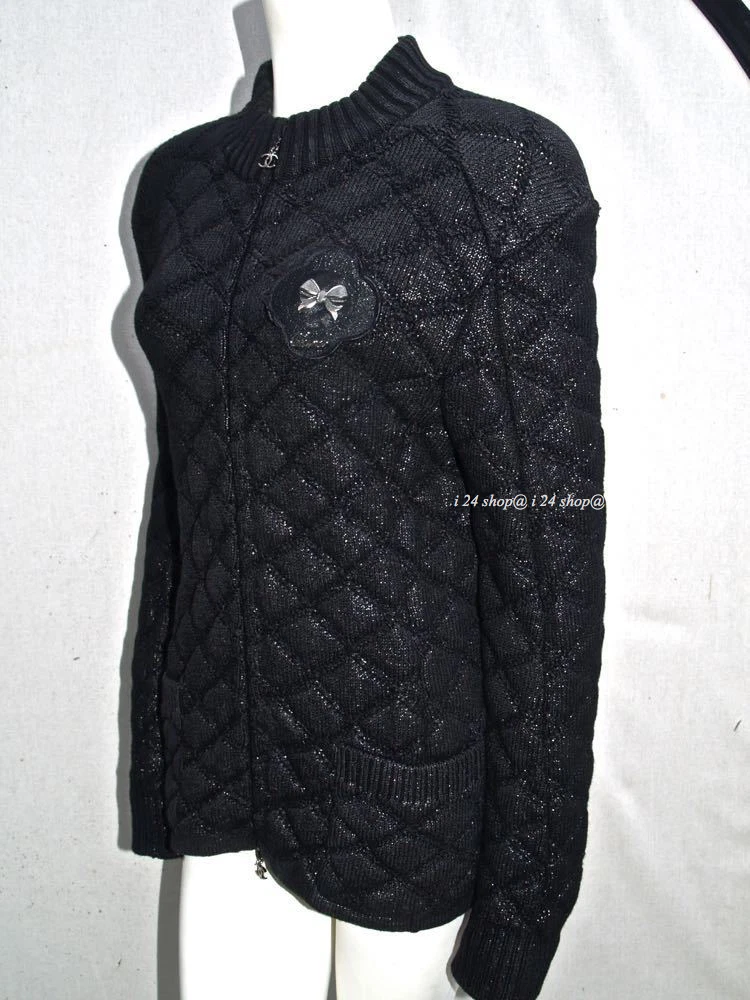 GIACCA CHANEL 09A VINTAGE FR44 US10 _ NUOVA $4500 CAMELIA CC LOGO NERO TRAPUNTATO