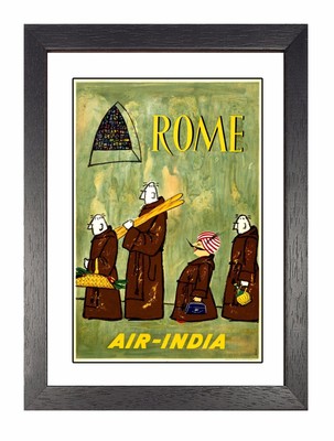 Rome Vintage Airline Advert Print Old Colourful Photo Retro Poster Air India