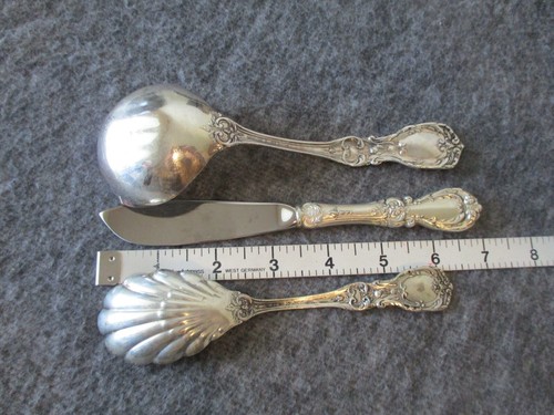 REED & BARTON BURGUNDY 3pc STERLING SILVER SUGAR SPOON/LADLE/BUTTER KNIFE - 171g - 第 19/22 張圖片
