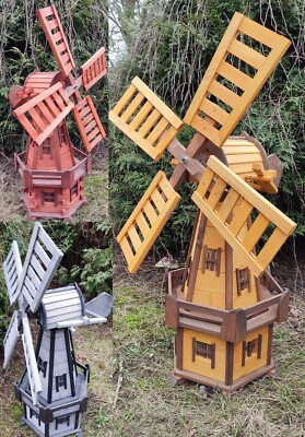 Garten Windmühle 130cm,super Windmühlen aus Holz,imprägniert und kugelgelagert