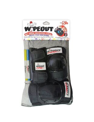 Wipeout Dry Erase Kids Pad Set with Knee Pads, Elbow Pads and Wristguards Black
