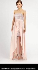 Aiden Mattox Sequin Strapless Evening Prom Dress Chiffon Overlay~Pink~Sz 6 ~NWT