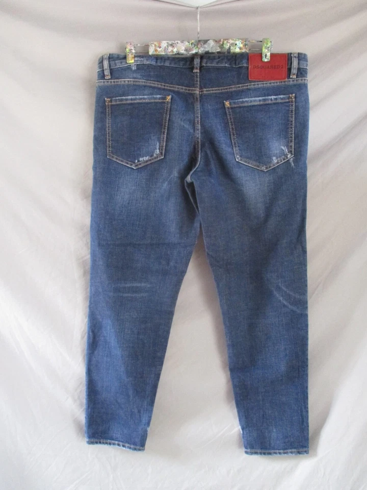 DSquared2 Hockney made Italy distressed blue denim tapered jeans 46 38 28 - Image 2 of 4