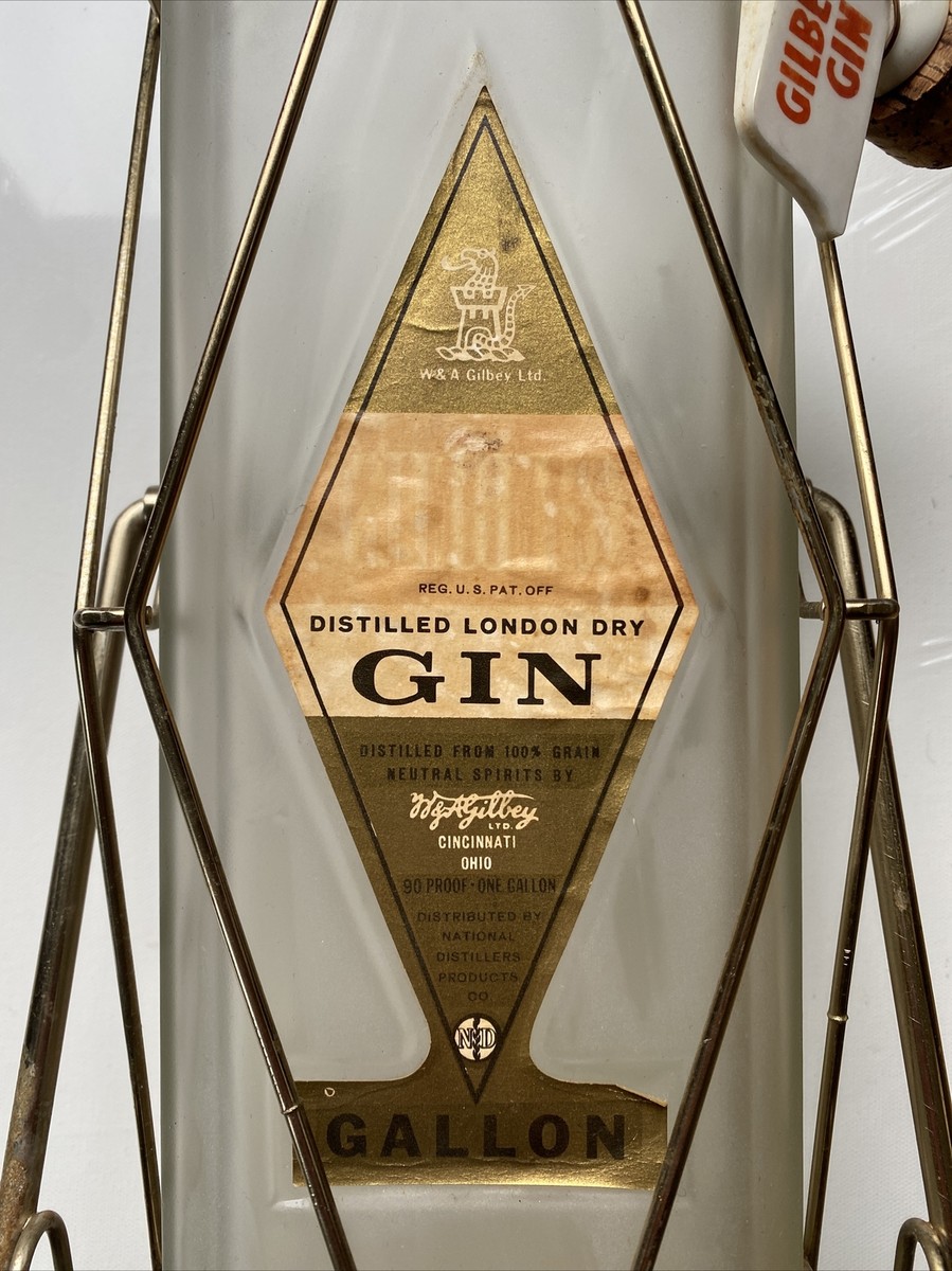 GILBEY'S GIN ONE GALLON BOTTLE GIANT VINTAGE RARE. With Stand Tilt