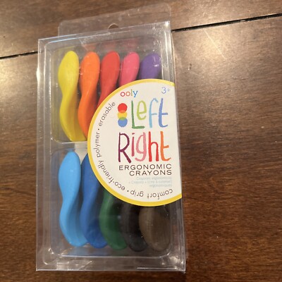 OOLY Left Right Ergonomic Crayons Set of 10 Polymer Erasable NEW Crayons Age 3+ 