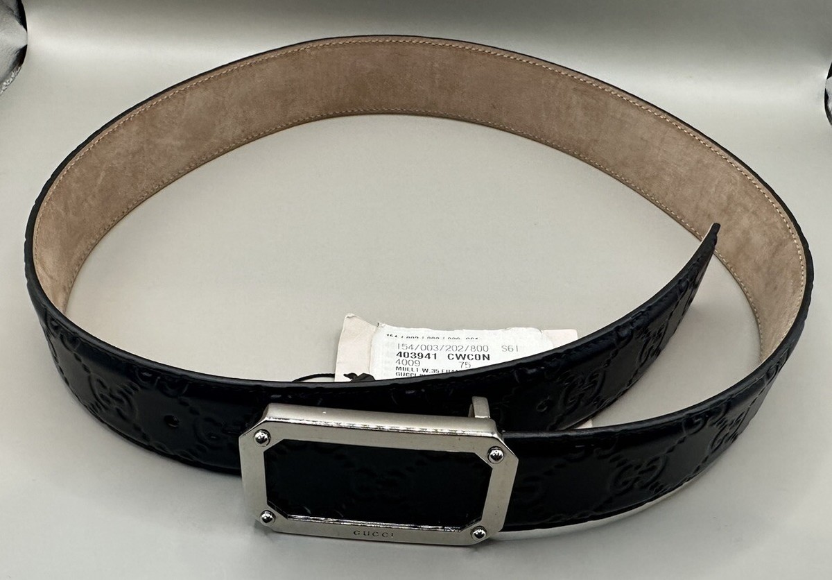 Gucci Signature GG Navy Blue Leather Belt 403941 CWCON 4009