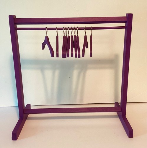 Closet for 11 1/2 Doll clothes Wood Rack +10 hangers New.