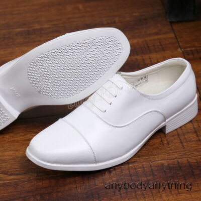 Mens Oxford Dress Formal Shoes Cap Toe Wedding Groom White Shoes Casual  Business