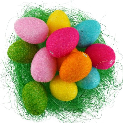 4cm Happy Easter Foam Glitter Eggs Grass Nest Bonnet Decoration Hoppy Art Craft - Picture 15 of 37