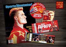 Rocky vs Drago Super Set! Rocky 4 biglietti, copertina e adesivi illustrati sportivi!