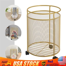 Rolling Laundry Hamper Round Metal Laundry Basket Cart with 4 Wheels Household