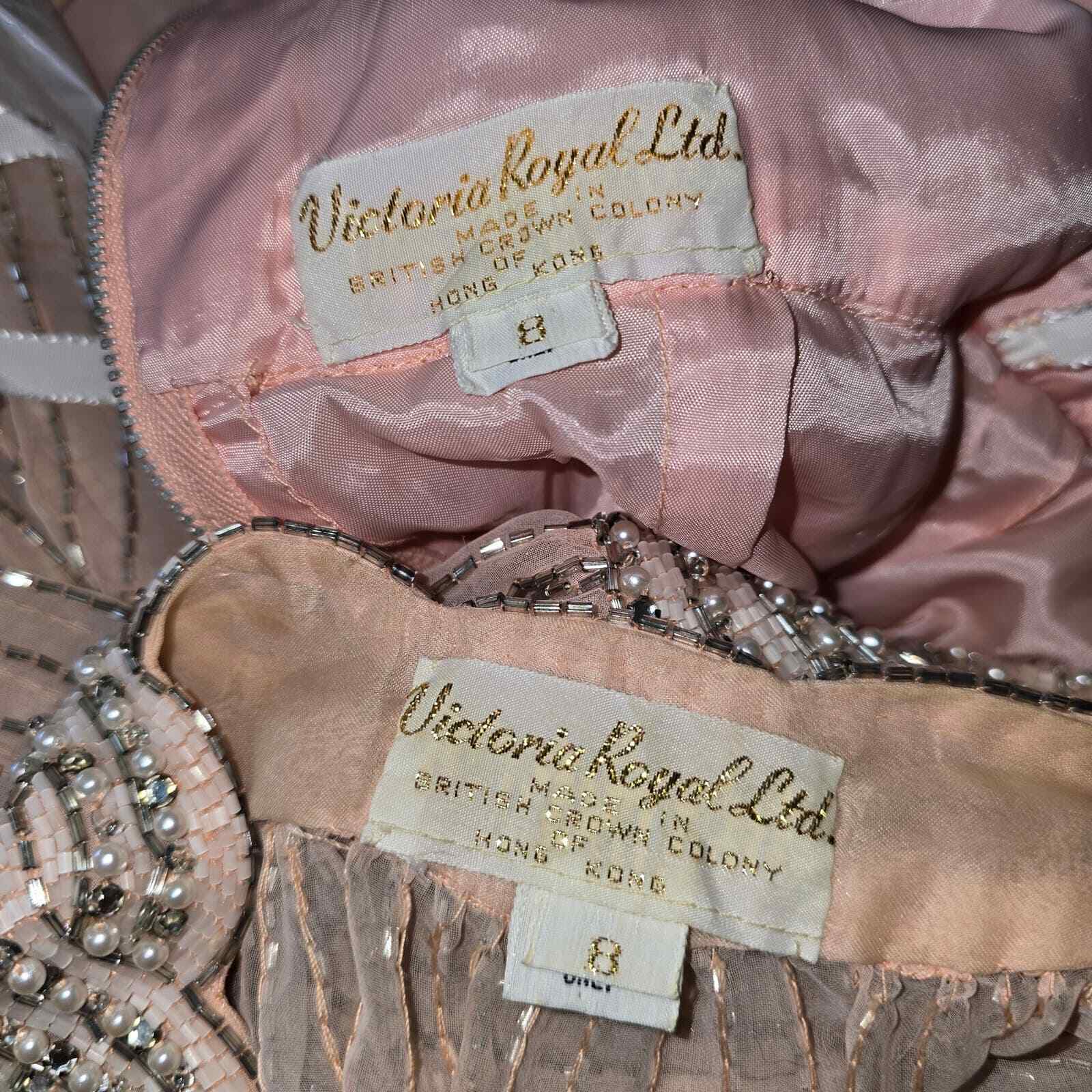 Vintage Victoria Royal Ltd Pink Chiffon Beaded Ja… - image 15