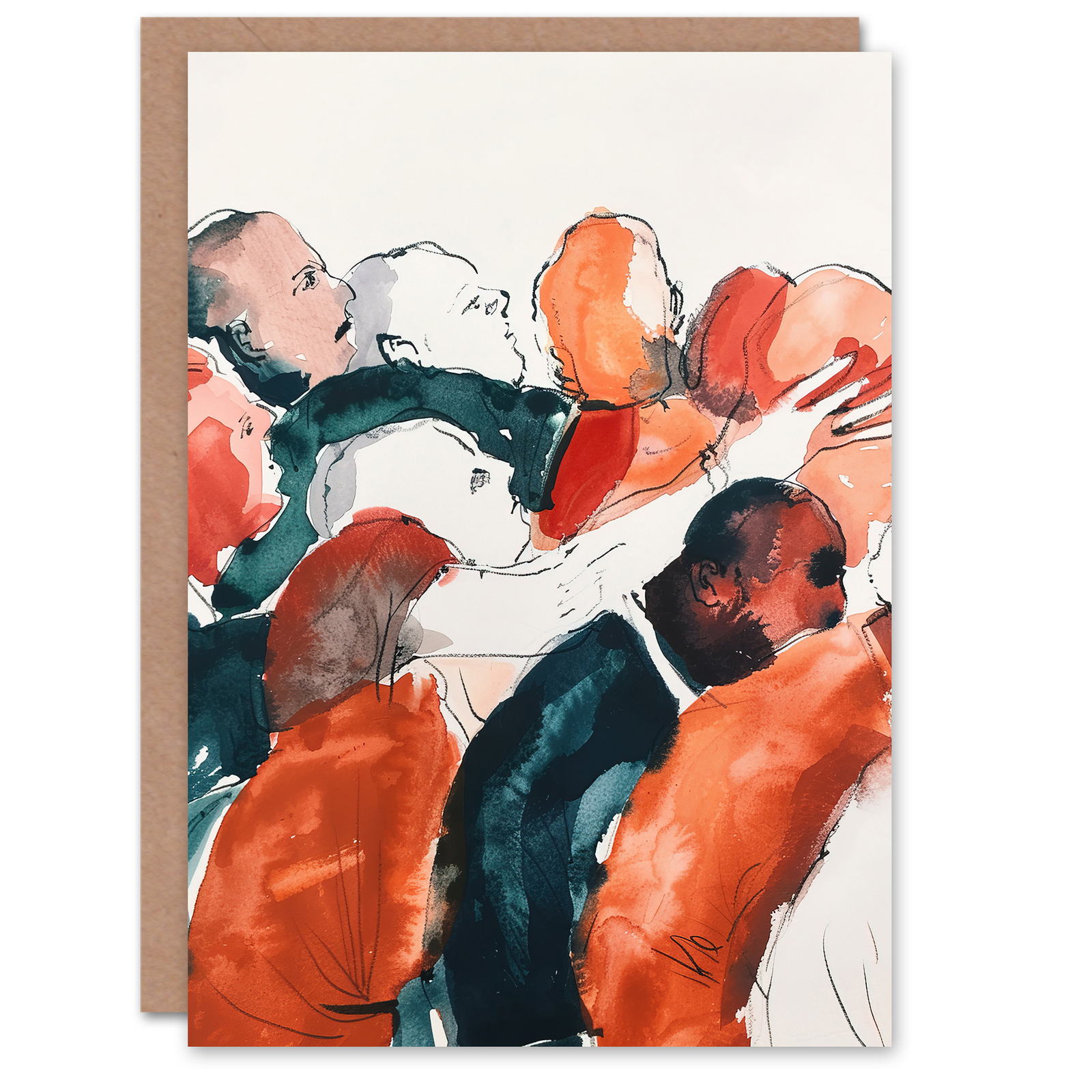 Greeting Card Sport Rugby Football Scrum Close Up Watercolour Birthday