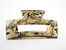 Large rectangle tan and black marbled hair claw clip