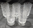 5 - Vintage Imperial Glass "Bambu" Clear Glass Footed Iced Tea Glasses 5.75"