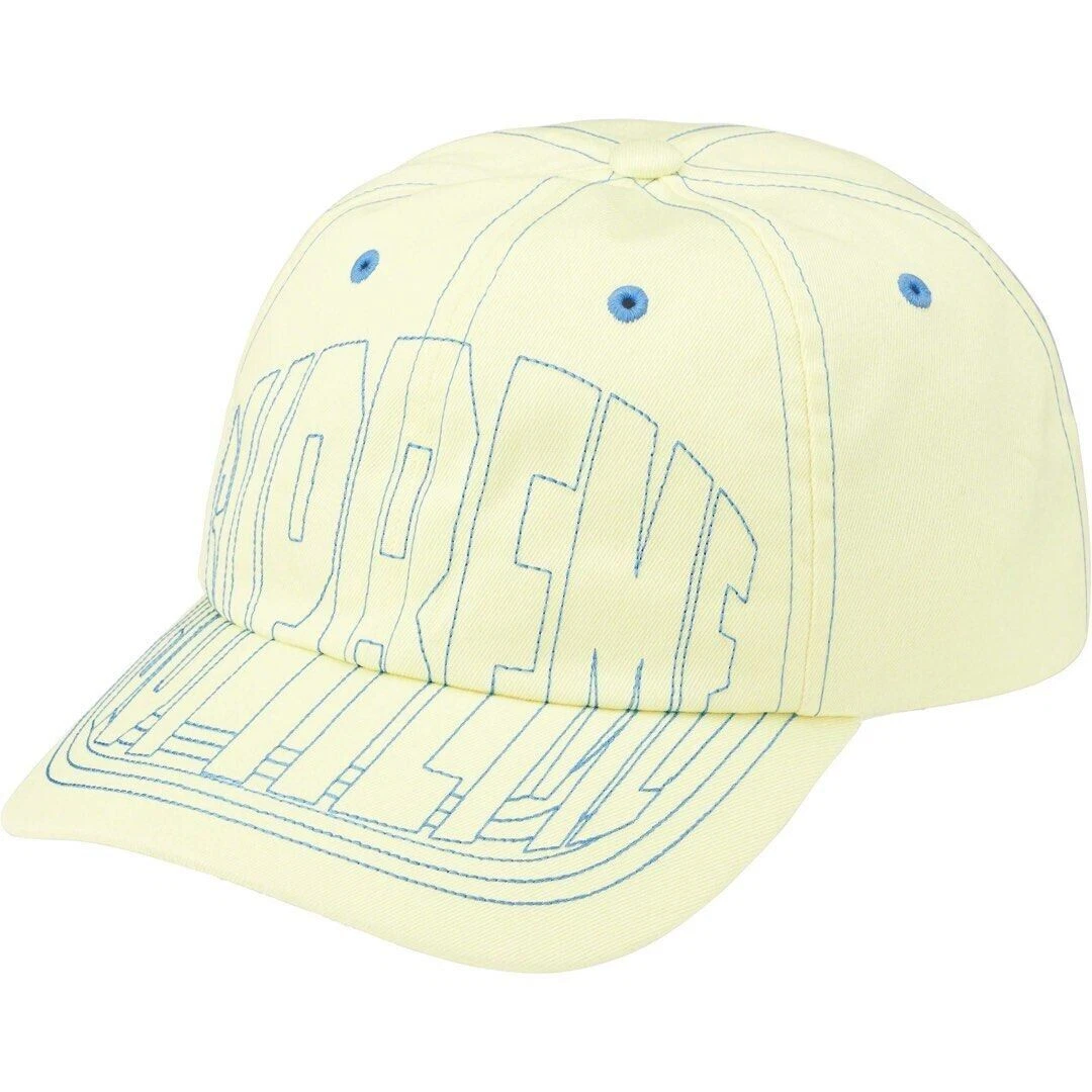 Casquette chapeau à bretelles Supreme Stitch LOGO 6 panneaux SS23 SS23H69 LT JAUNE/BLEU   NEUF