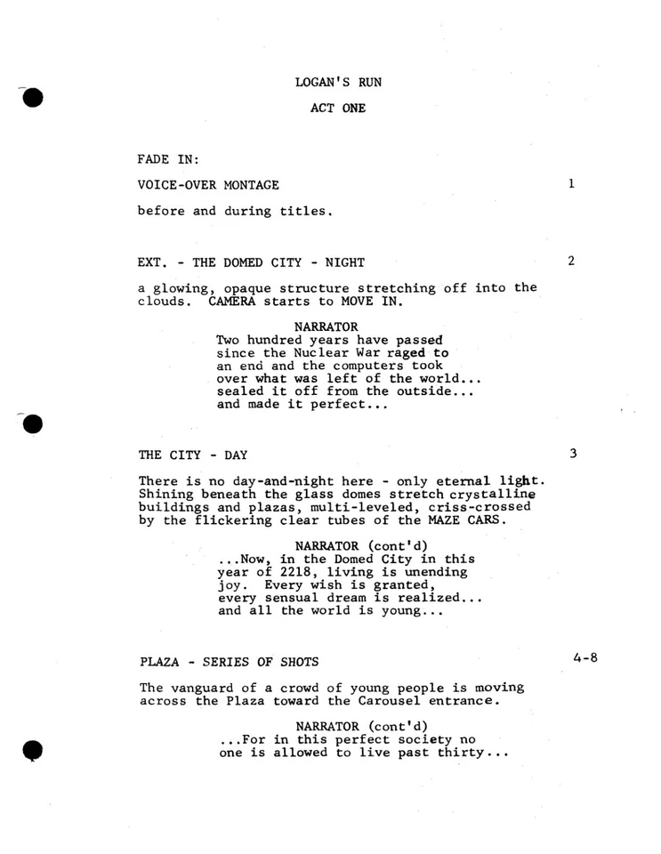 Logan's Run Pilot TV Script (1977) Gregory Harrison Heather Menzies - Reimpresión Foto 4 de 4