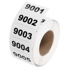1 Roll Inventory Number Sticker 1.6x0.8" 9001-10000 Consecutive Number Sticker