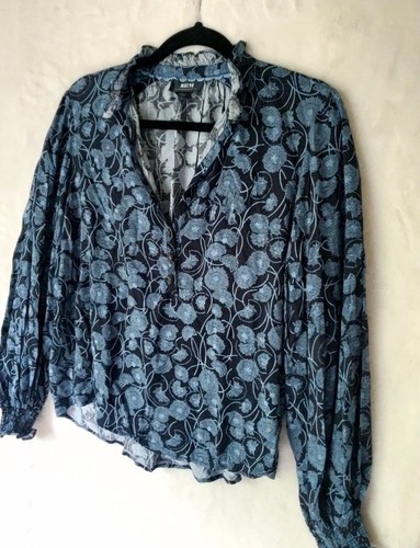 Top Colette Maeve Anthropologie taglia small camicia manica a palloncino floreale blu e blu navy - Foto 7 di 14