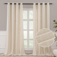 Natural Linen Window Curtain Panels with Grommets 52 inches Width 96 Length Set