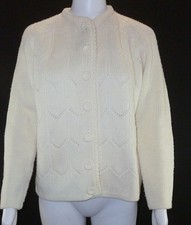Vintage Woman's Cream Knit Cardigan Sears Granny Sweater M/L Cottagecore