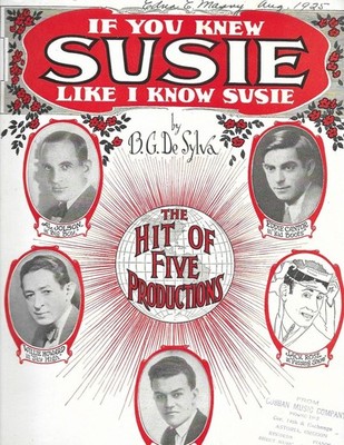 1925 If You Knew Susie Like I Know Susie Sheet Music De Sylva Cantor Jolson