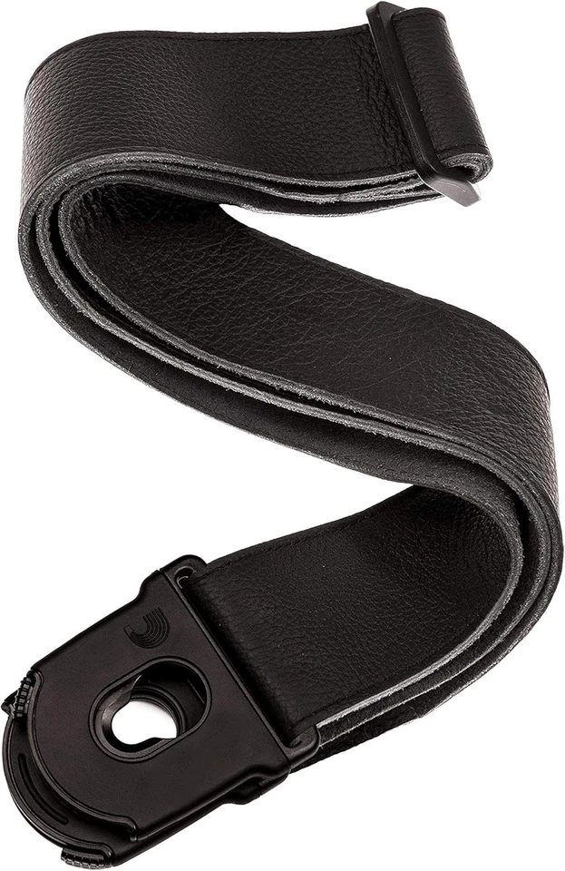 Correa de guitarra con bloqueo de cuero negro Foto 3 de 4
