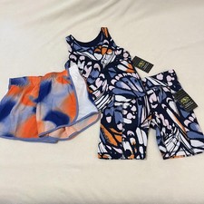 Athletic Works 3Pc Shorts/Tank Set Activewear Girl 10-12 Butterfly Running Bike