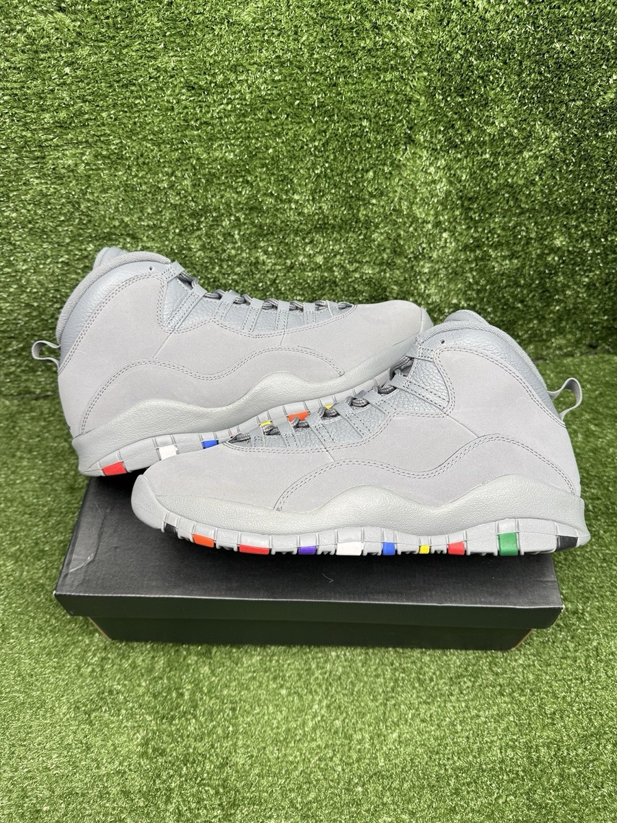 grey and white jordan 10