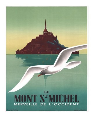 Vintage Mont St Michel Wandkunst Eleganter Seelandschaftsdruck Art Dec