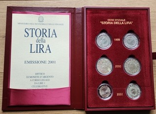 REPUBBLICA ITALIANA 3 DITTICI ARGENTO 1999 2001 STORIA DELLA LIRA COFANETTO