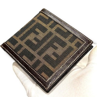 Fendi Zucca Wallet Bifold Brown Leather Unisex near mint gift | eBay