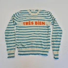 Chinti & Parker Jumper Medium Cream Blue Womens Cashmere Striped