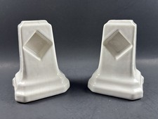 White Ceramic Towel Bar Rod Rack Post Holders BRACKETS ONLY Vintage MCM Pair