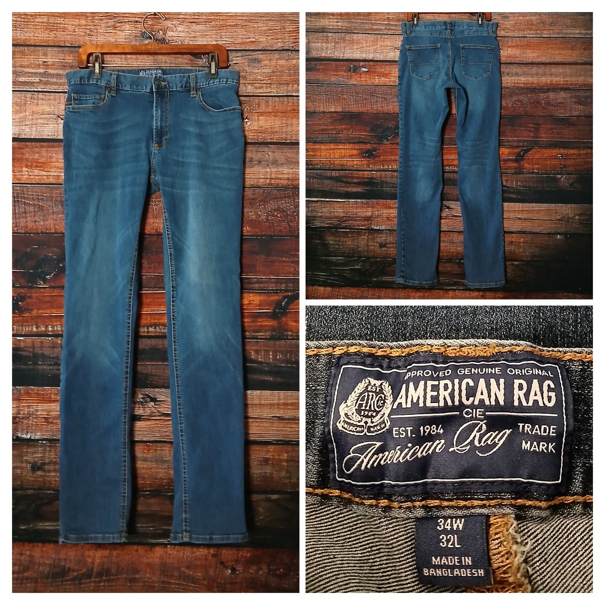 American Rag Cie Jeans Mens 34X32 Slim Straight Blue Denim Stretch American Rag Cie Jeans Mens 34X32 Slim Straight Blue Denim Stretch