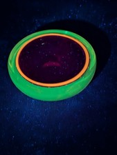 Vintage UV Reactive Whitefriars Ruby Red Controlled Bubble Art Glass Dish Bowl