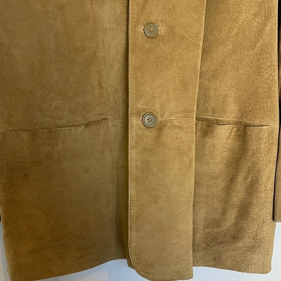 Jones New York Genuine Leather Suede Blazer Jacket Sz 44R Camel Academia Classic - Image 3 of 4