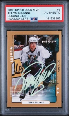 2000-01 Upper Deck MVP Teemu Selanne #6 Second Star 008/100! Jersey! PSA/DNA