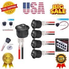 5Pcs 12V Round Rocker Switch AC 6A/250V 10A/125V SPST 2 Pin 2 Position On/Off...